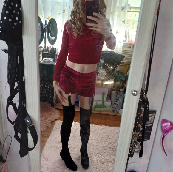 LAST 1! Dolls Kill X Leg Avenue black thigh Highs with garter clips attached! - Picture 2 of 16